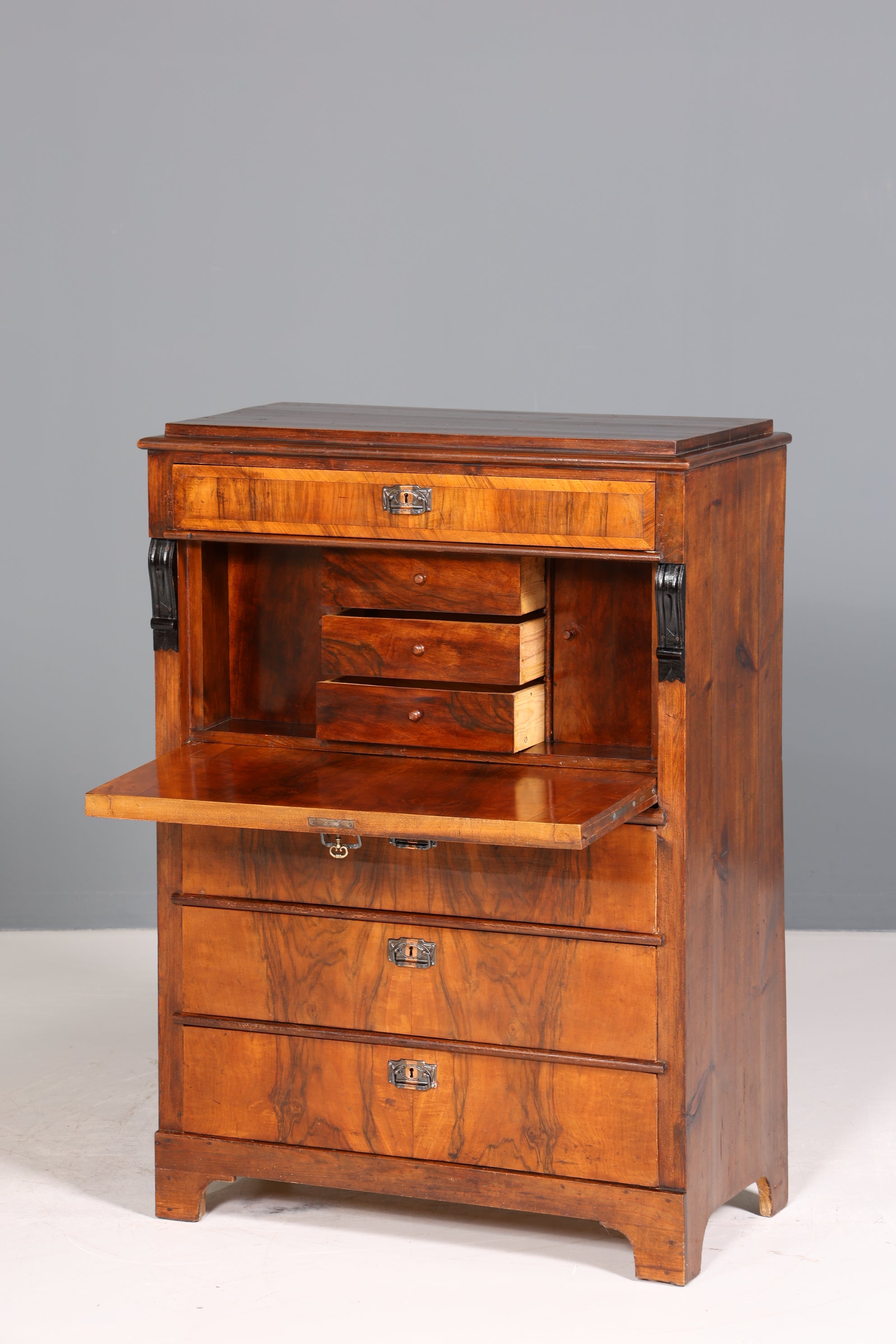 Stilvoller Gründerzeit Sekretär Vertiko Highboard Jugendstil Kommode Schrank um 1880