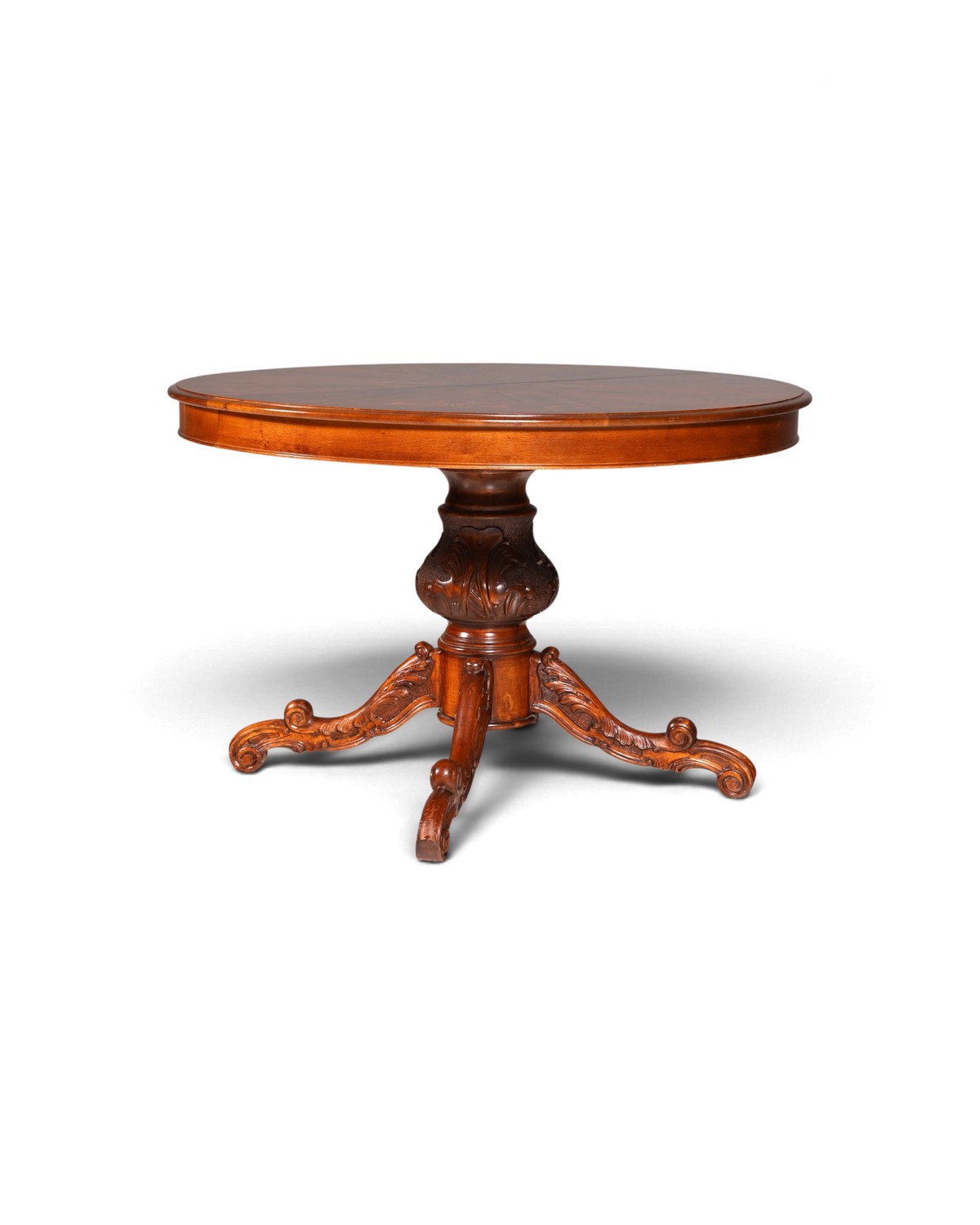 Hauptstadt Möblerei İngiliz barok tarzı, masif ahşap, oymalı ayaklı, oval, açılabilir vintage yemek masası.