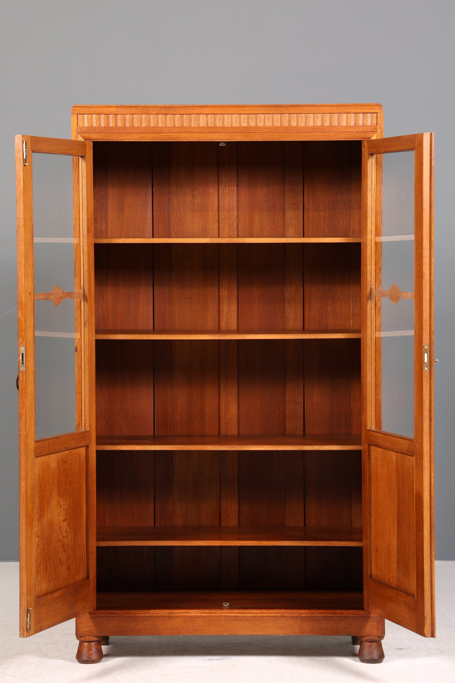 Traumhafte Jugendstil Vitrine Antike Holz Bücherschrank Eiche Antik Schrank Geschirrschrank