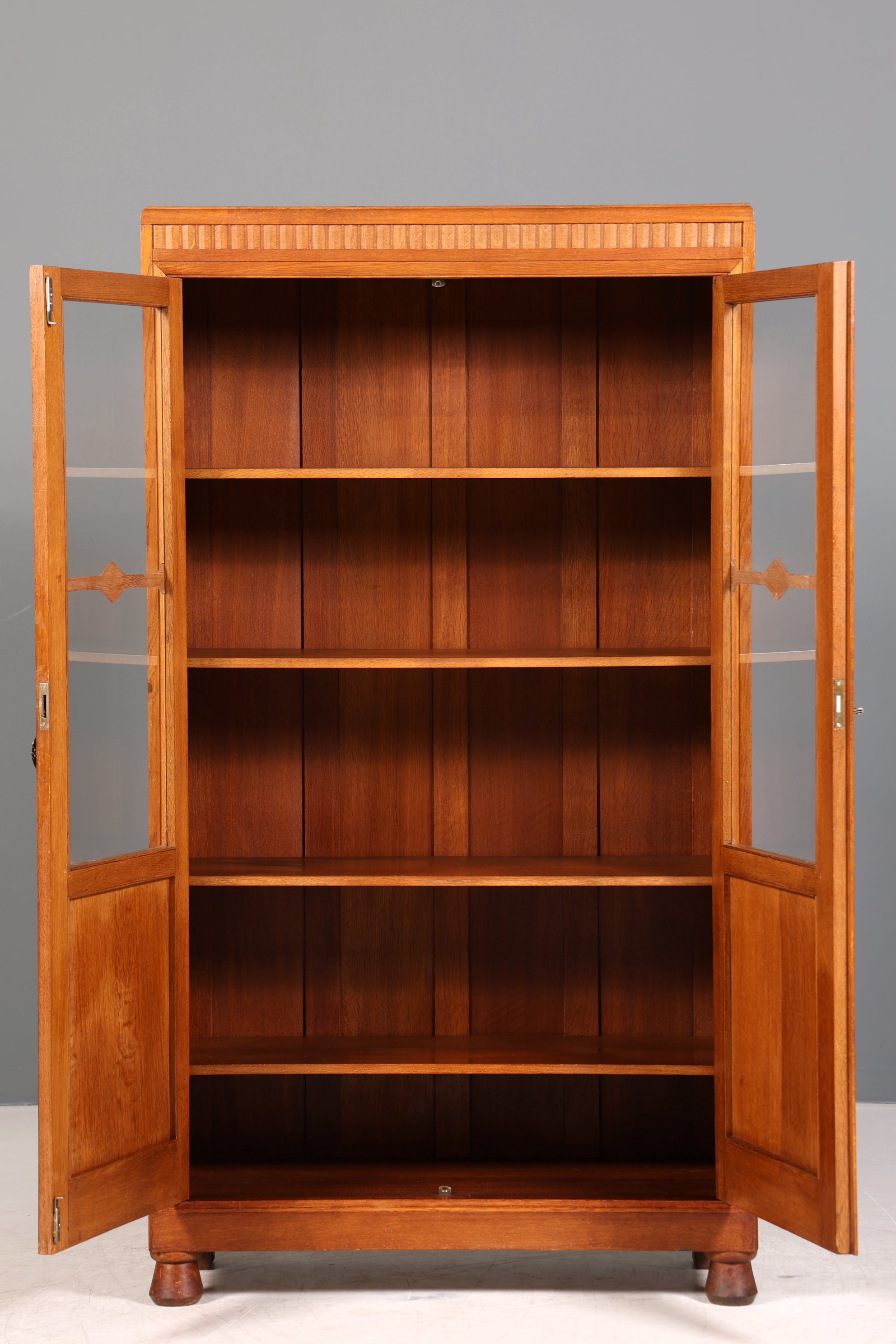 Traumhafte Jugendstil Vitrine Antike Holz Bücherschrank Eiche Antik Schrank Geschirrschrank