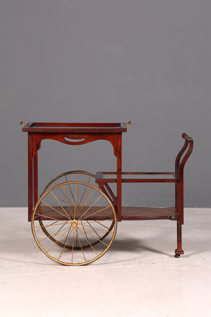 Wunderschöner filigraner Jugendstil Servierwagen Antik Glas Barwagen Teewagen um 1910