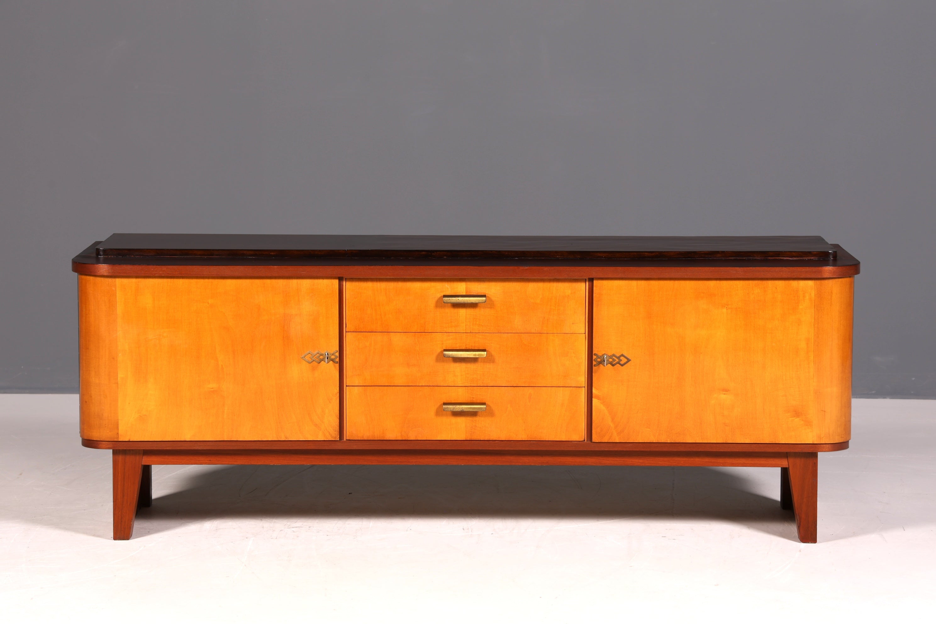 Schlichtes Mid Century Sideboard Vintage TV Kommode 60s Schrank Retro Longboard