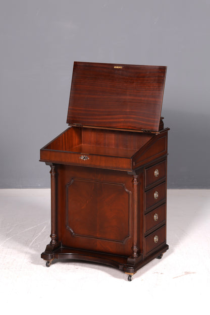Wunderschöner Englischer Davenport Schreibtisch Desk Sekretär Lederauflage Kommode