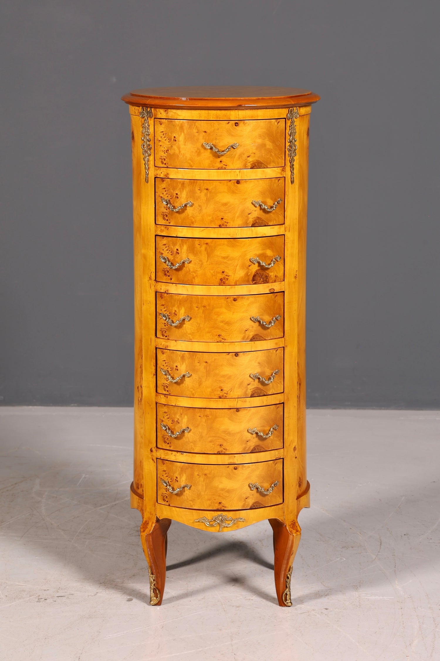 Stunning Baroque-style antique dresser, Louis XV style, Vertiko, birch, highboard, chest of drawers