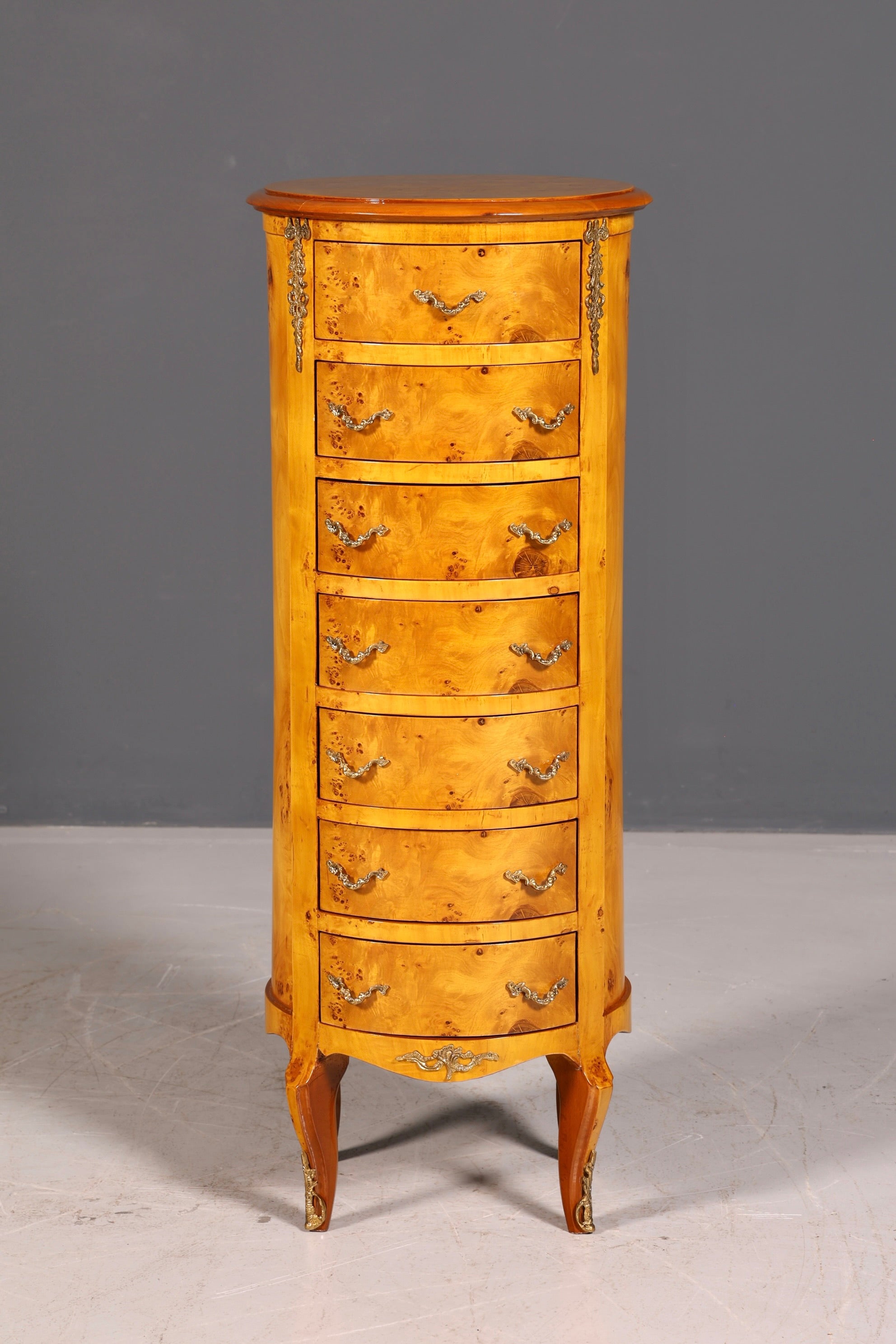 Stunning Baroque-style antique dresser, Louis XV style, Vertiko, birch, highboard, chest of drawers