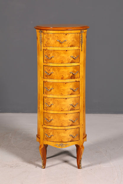 Stunning Baroque-style antique dresser, Louis XV style, Vertiko, birch, highboard, chest of drawers