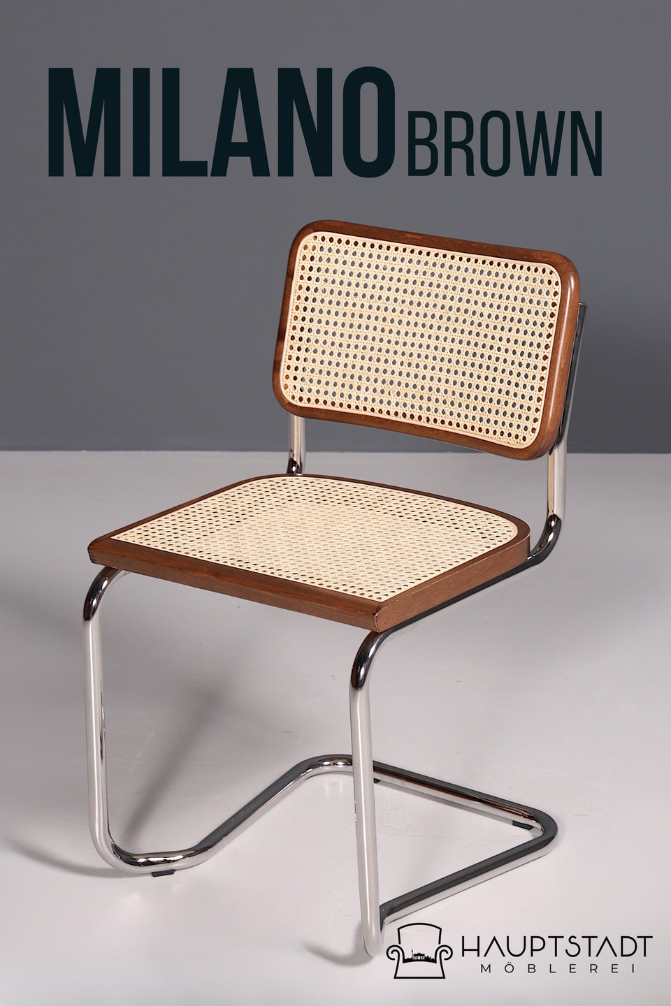 Korbgeflecht Freischwinger Stuhl "Milano" Made in Italy Braun