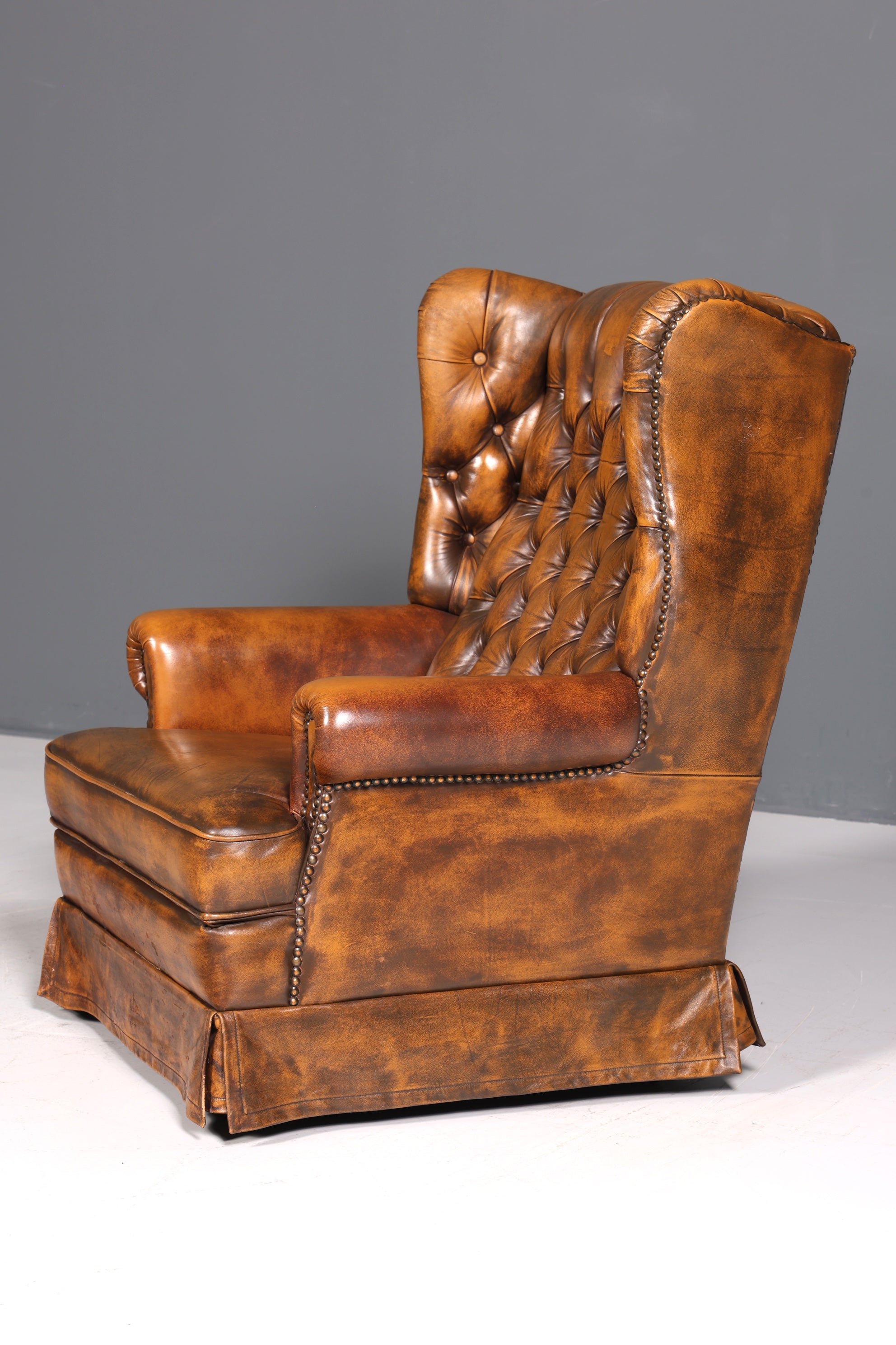 Original Chesterfield Ohrenbacken Sessel Englisch Leder Herrensessel UK Armlehnsessel