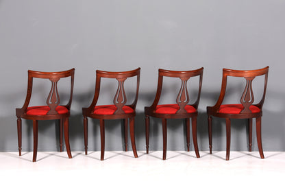 4x Edle Englische Stühle Englisch Gondelstuhl Set Dining Chairs Antik 60s Mahagoni Küchenstühle Stuhlset