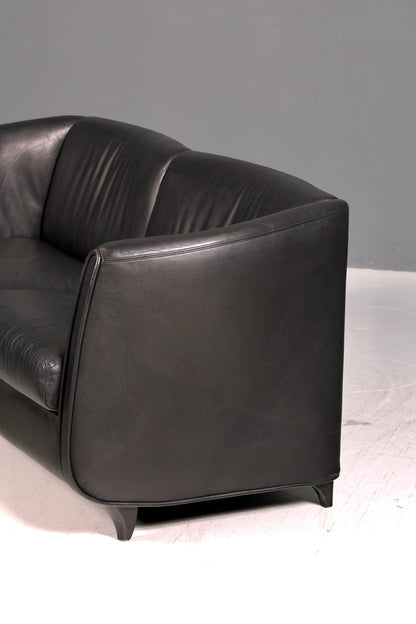 Wunderschönes Original De Sede DS-32 c Sofa Schwarz Echt Leder 2-Sitzer 90er Designer Ledersofa Couch Loungesofa Vintage