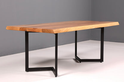 Traumhafter Nussbaum Tisch 200cm-100cm Esszimmer Tisch Baumkanten Platte Massiv Holz Küchentisch