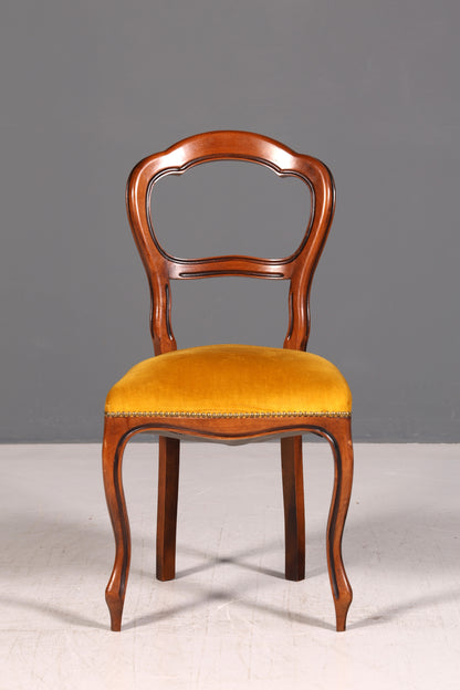 Edler Louis Philippe Stuhl um 1880 Antik Biedermeier Nussbaum Esszimmerstuhl Polsterstuhl Sekretärstuhl Vintage