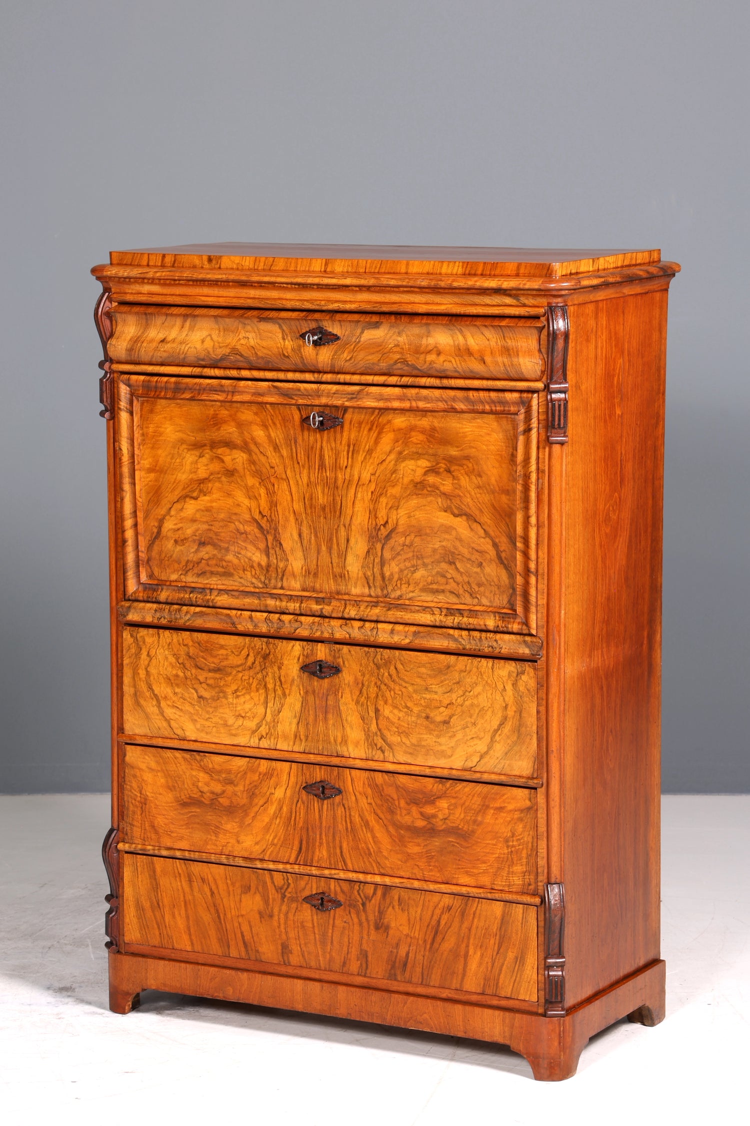 E903 Finish Wunderschöner Gründerzeit Sekretär Vertiko Highboard Louis Philippe Kommode um 1880