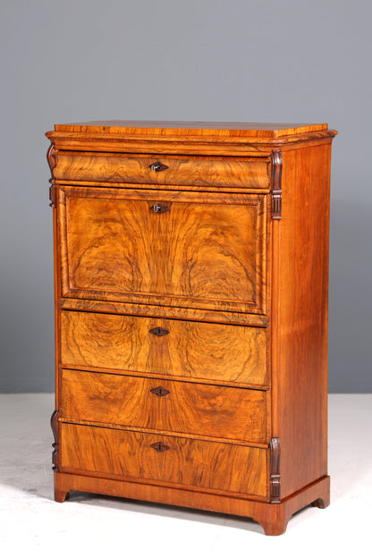 E903 Finish Wunderschöner Gründerzeit Sekretär Vertiko Highboard Louis Philippe Kommode um 1880