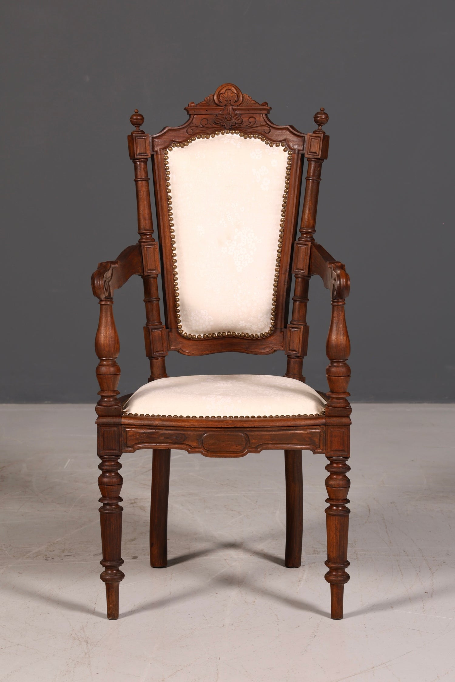 Elegant Neo-Renaissance armchair, antique chair, Gründerzeit secretary chair, desk chair, upholstered chair, 1 of 2