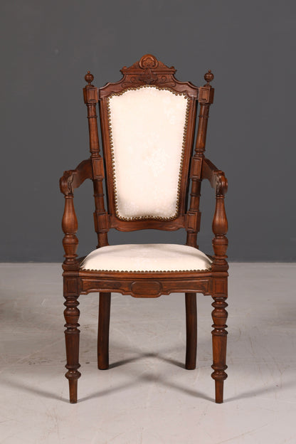 Elegant Neo-Renaissance armchair, antique chair, Gründerzeit secretary chair, desk chair, upholstered chair, 1 of 2