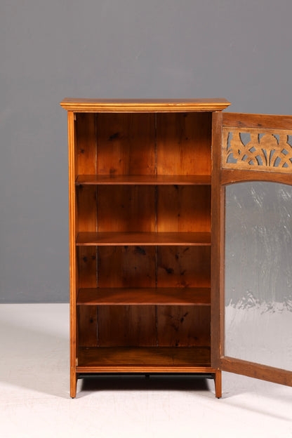 Prachtvolle Jugendstil Vitrine Antiker Bücherschrank Schrank Glasvitrine Geschirrschrank Antik Echtholz