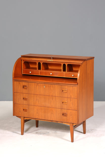 Wunderschöner Mid Century Rollladen Sekretär Danish Design echt Holz Schreibkommode 60er Jahre