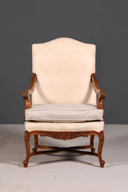 Elegant Louis Philippe Gründerzeit antique armchair with armrests and upholstery, 1 of 2