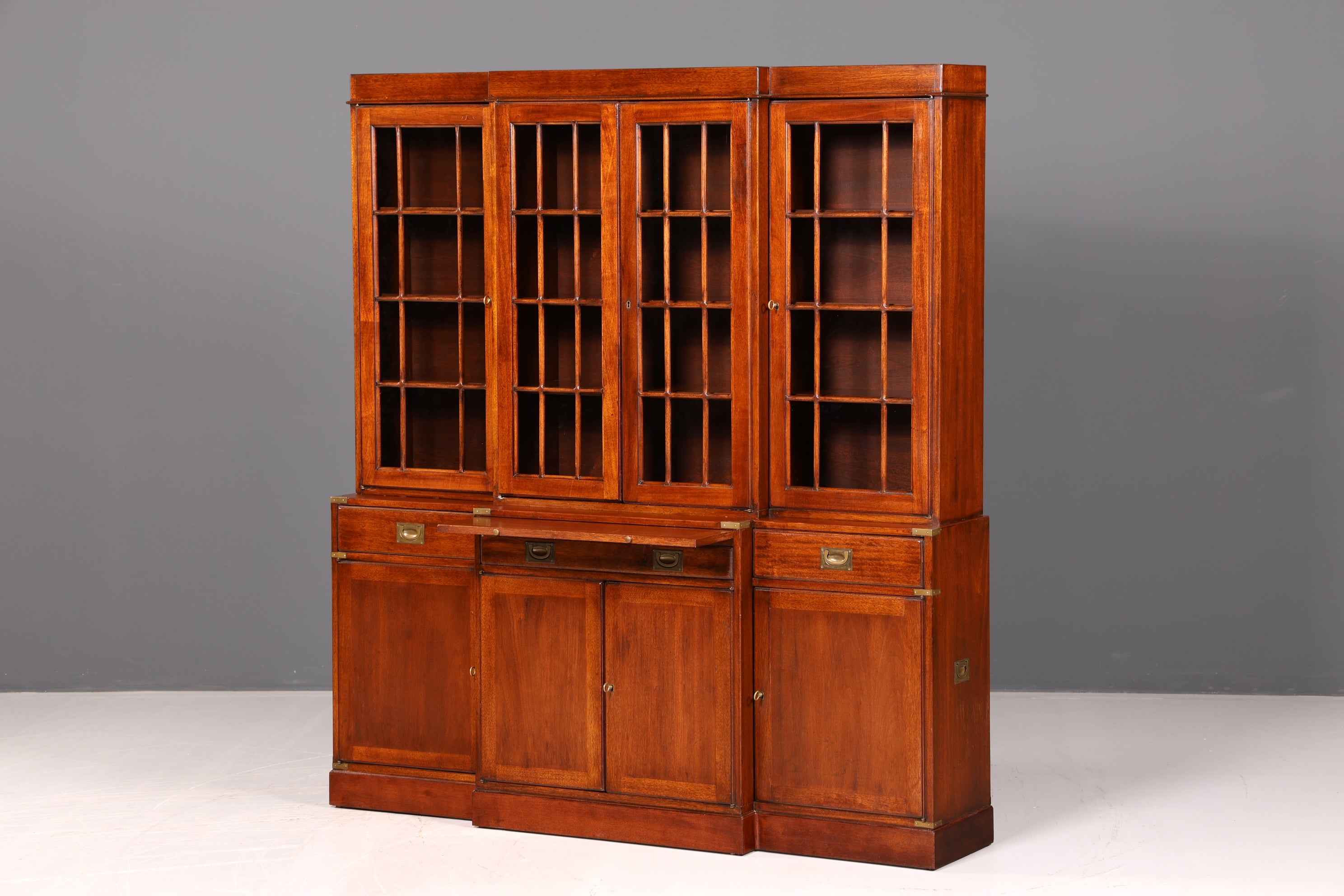Beeindruckender Maritimer Vitrinenschrank Englischer Schrank Echt Holz Bibliothek Bücherschrank Anrichte Vintage