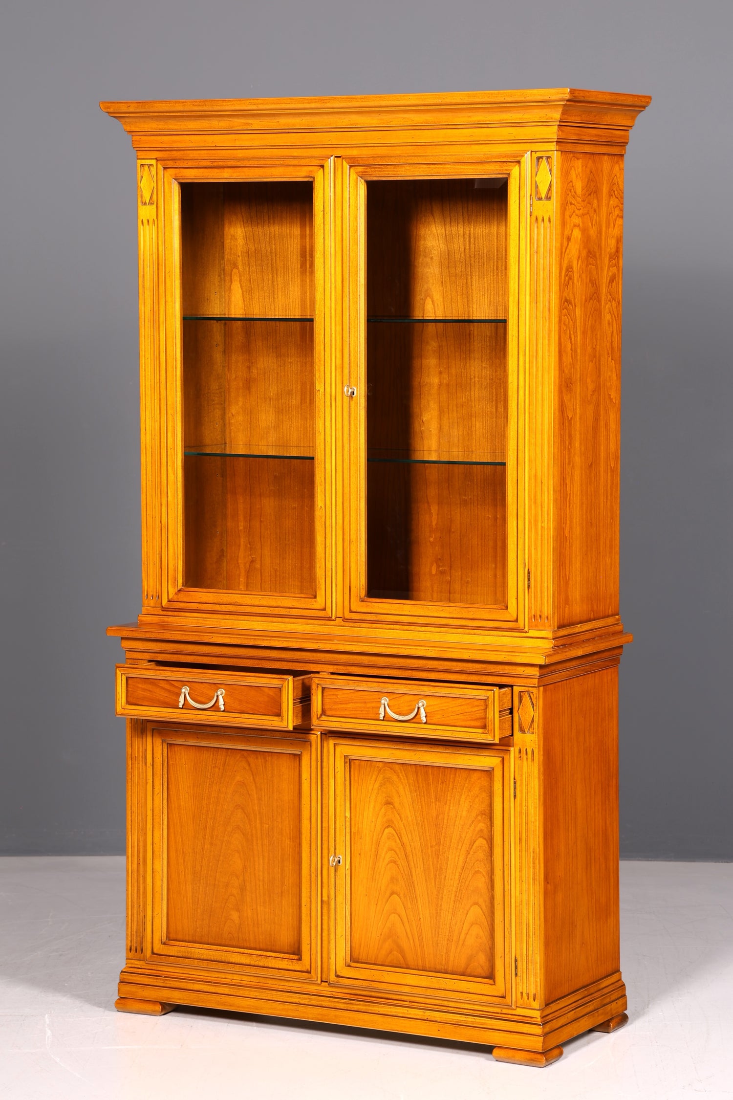 Traumhafte Original Selva Vitrine Villa Borghese Antik Massivholz Buffet Schrank Bibliothek Glasvitrine Made in Italy