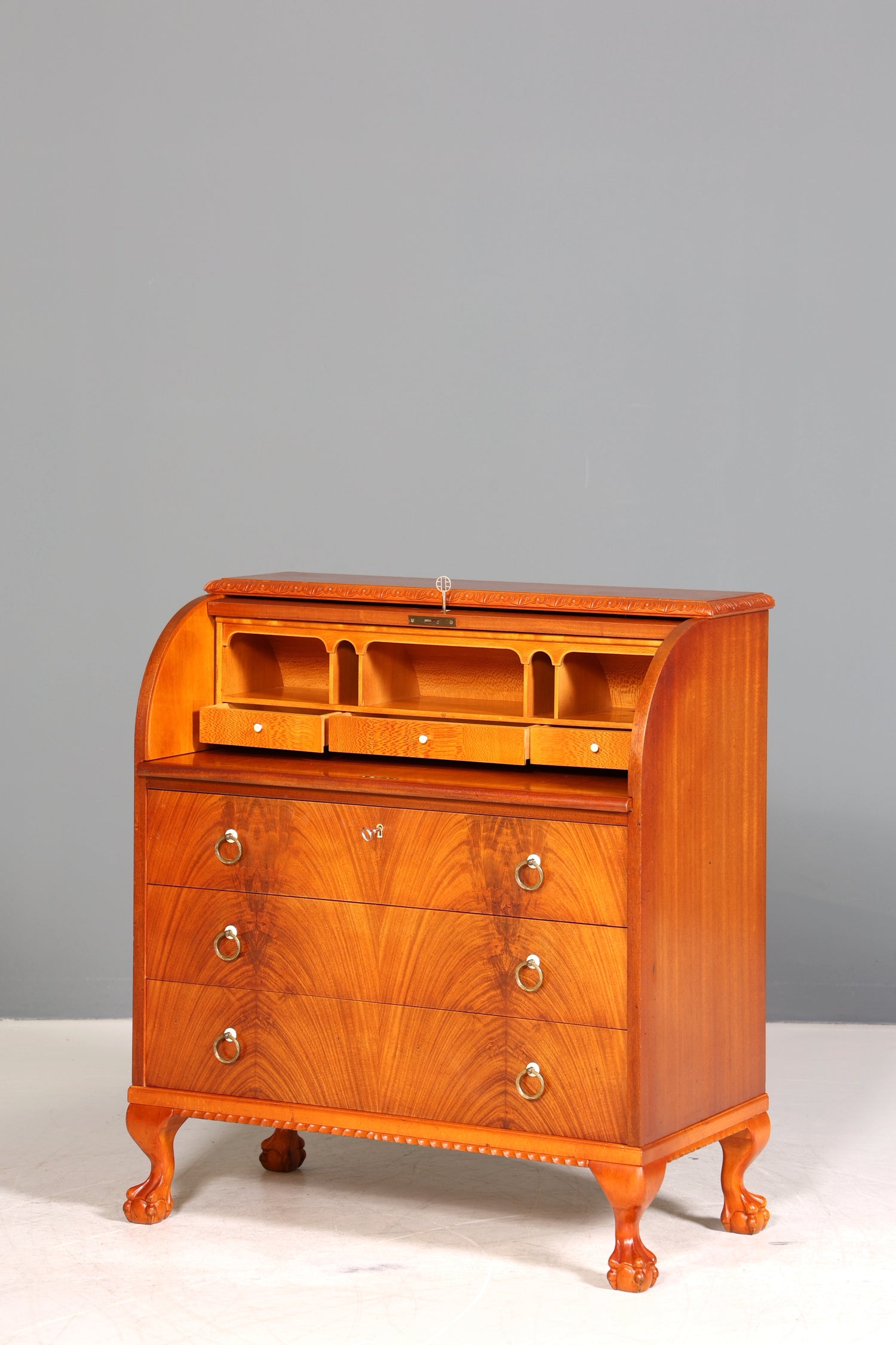 Wunderschöner Rollladen Sekretär um 1930 Büro Kommode echt Holz Barock Stil Schreibtisch Bürokommode