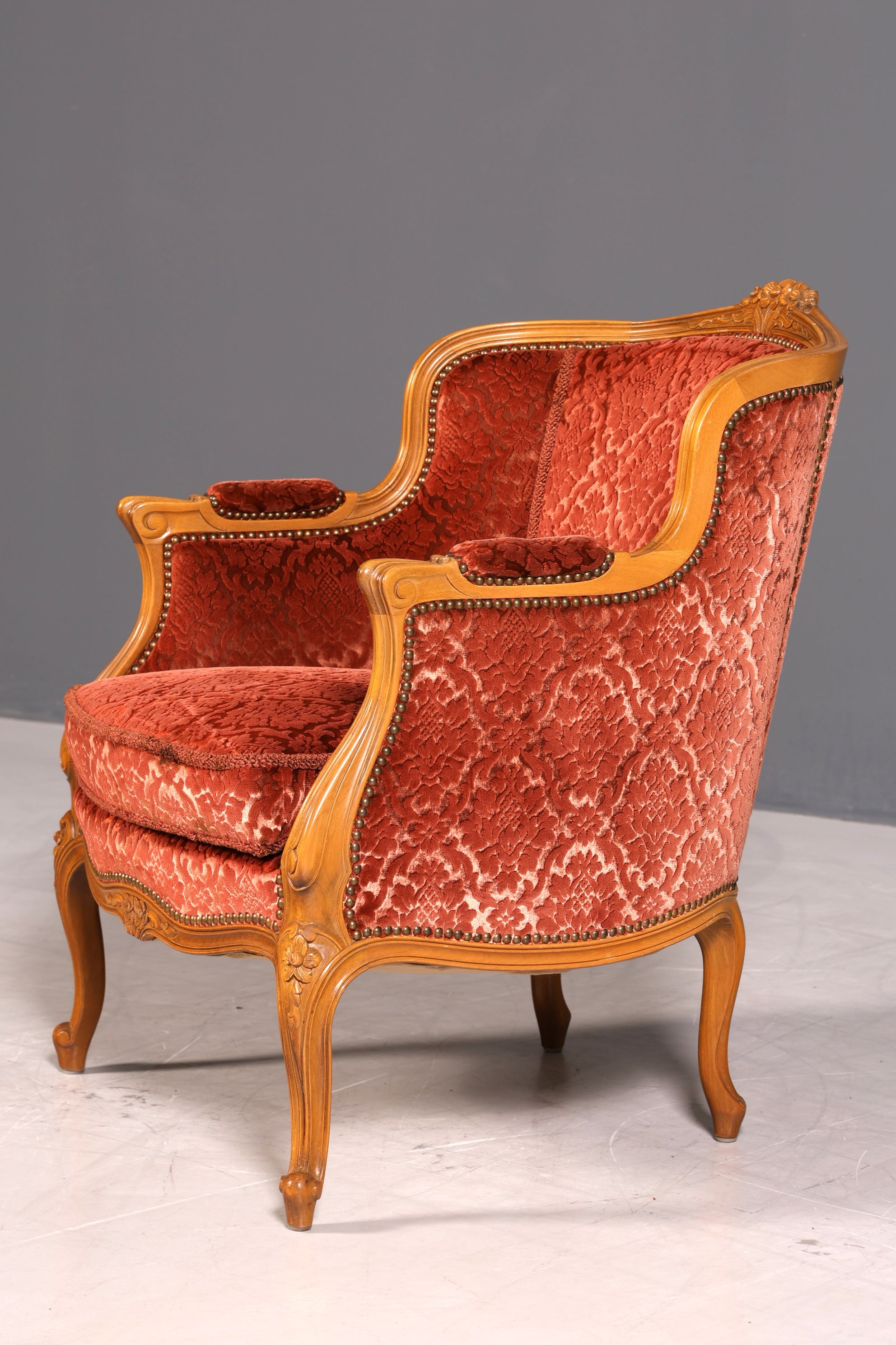 Edler Chippendale Armlehnsessel Barock Stil Sessel Samt Stoff Armchair Sessel 2 von 2