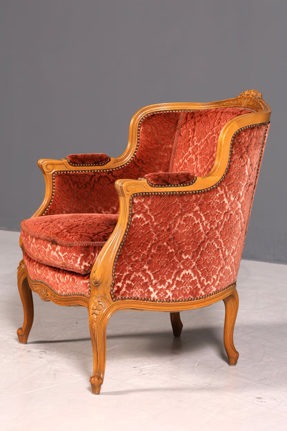 Edler Chippendale Armlehnsessel Barock Stil Sessel Samt Stoff Armchair Sessel 2 von 2