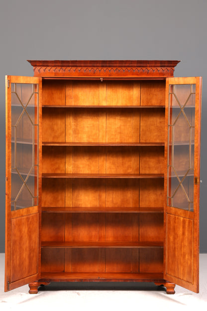 Dreamlike Bevan Funnell Reprodux English bookcase yew display cabinet library bookshelf vintage