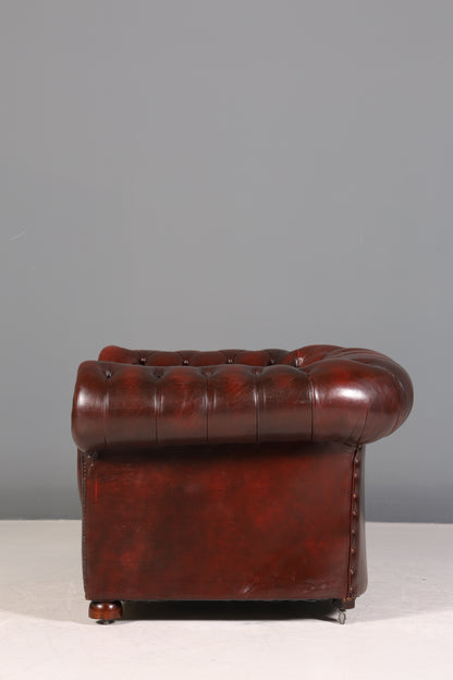 Stilvoller Original Chesterfield Sessel Englisch Oxblood Leder Armlehnsessel Herrensessel