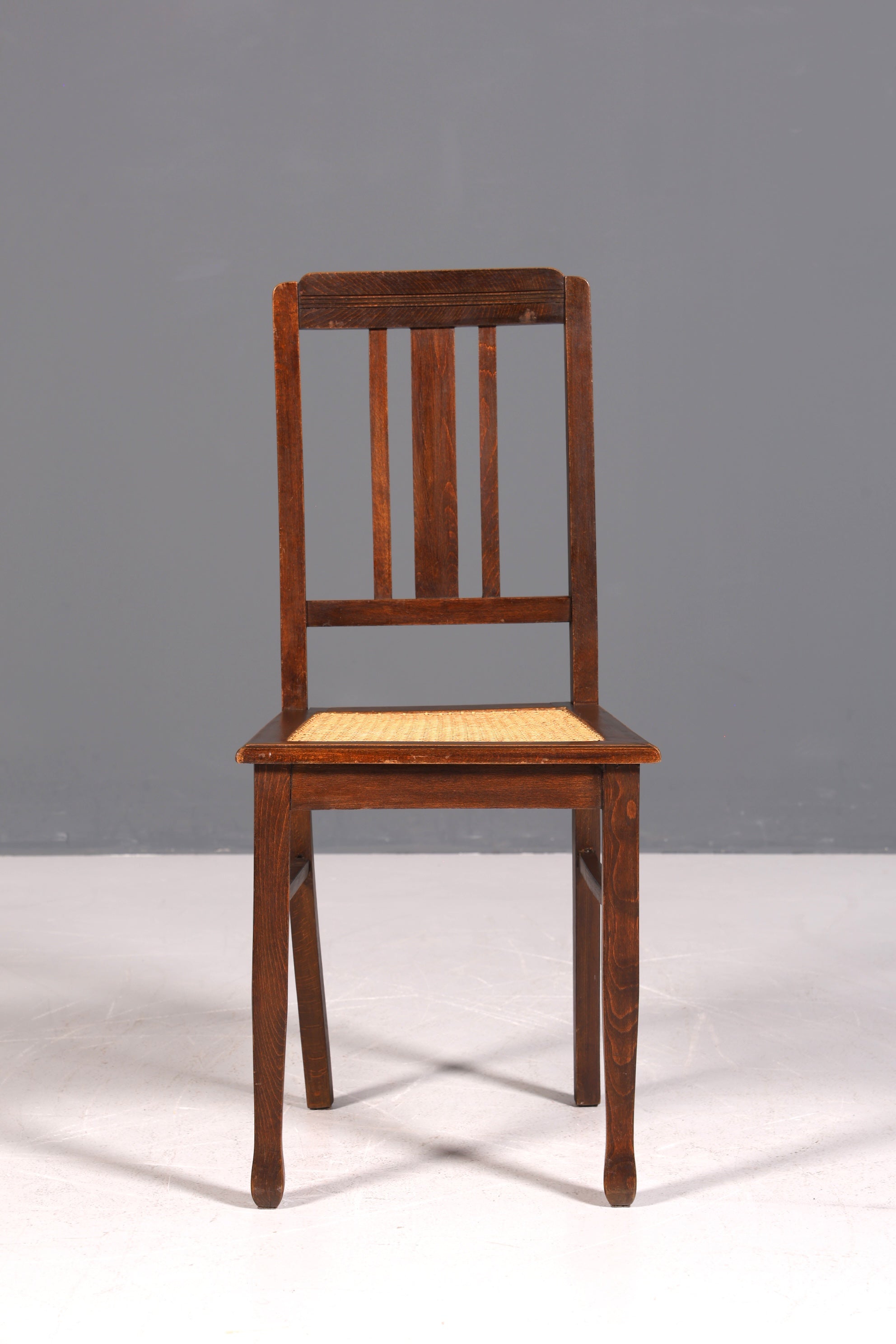 Traumhafter Jugendstil Stuhl Sekretär Stuhl Antik Eiche Korbgeflecht Küchenstuhl um 1900