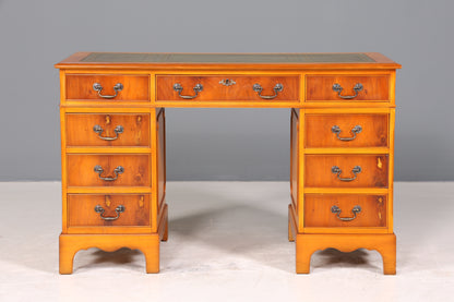 Wunderschöner Englischer Schreibtisch Englisch Eibe Desk Leder Auflage Antik Stil Bürotisch Office Desk
