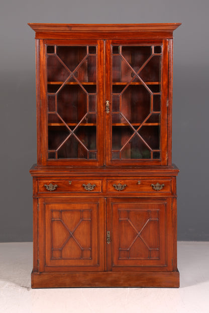 Beeindruckender Englischer Bücherschrank Mahagoni Vitrine Bibliothek Antik Glasvitrine Buffet