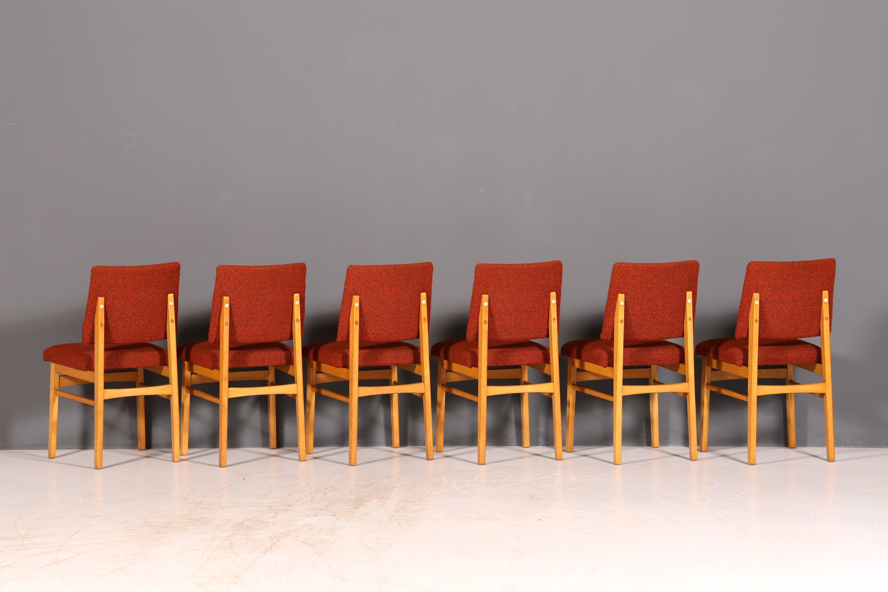 Elegant set of 6 mid-century dining chairs, vintage chair set, kitchen chairs, chair set, retro upholstered chairs, 1960s