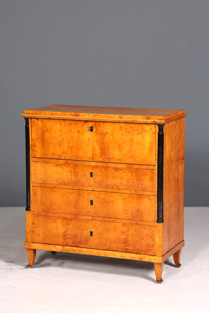 Wunderschöner Original Biedermeier Sekretär um 1860 Kommode Antik Bürokommode Englisch Säulen