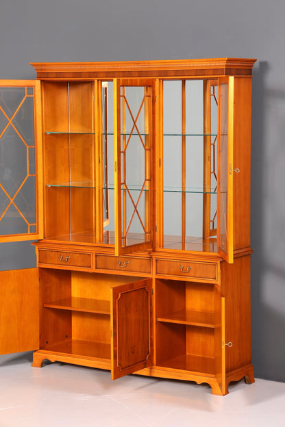 Wunderschöne Englische Vitrine Bücherschrank Buffet Antik Stil Englisch Eibe Glasvitrine Bibliothek