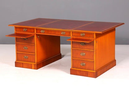 G721 Finish cm HELDENSE Wunderschöner Englischer Schreibtisch Englisch Eibe Desk Leder Auflage Antik Stil Bürotisch Office Desk (Kopie)