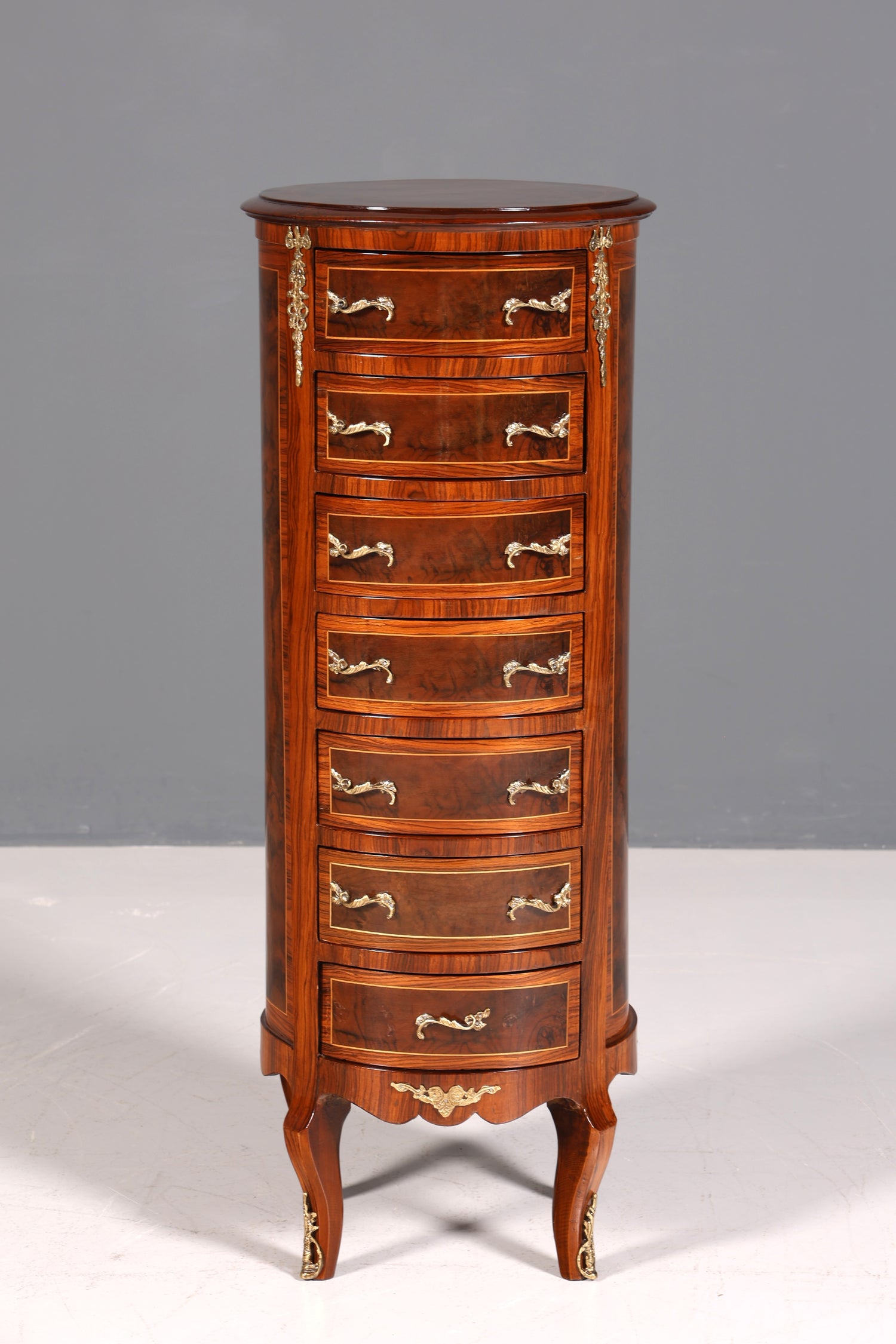 Wunderschöne Barock Stil Kommode Vertiko Schubladenkommode Intarsien 7-Schübige Kommode