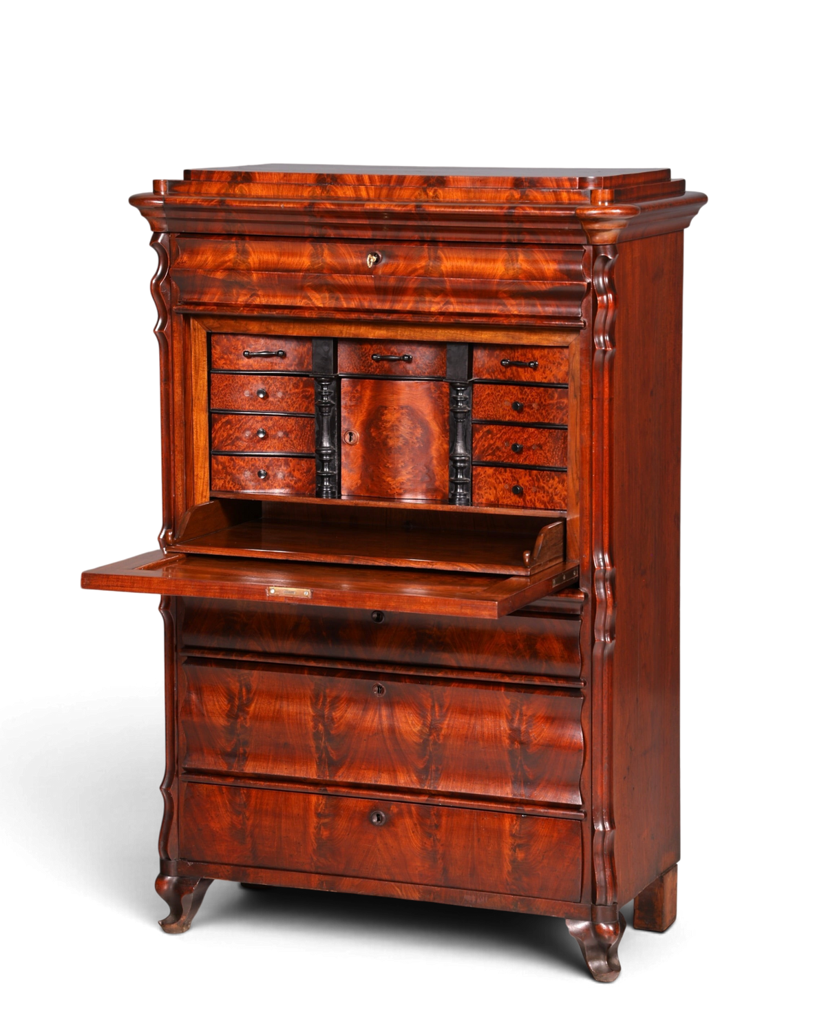 Wunderschöner Louis Philippe Sekretär Vertiko Highboard Schreibsekretär Biedermeier Massivholz um 1880