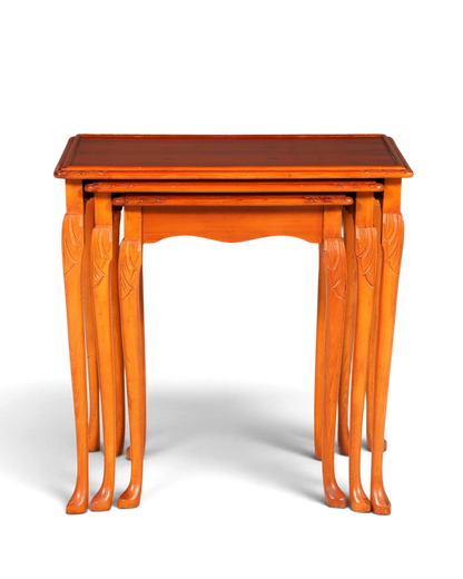 Hauptstadt Möblerei 3er Set Chippendale Beistelltische aus massivem Holz im barocken Vintage Stil