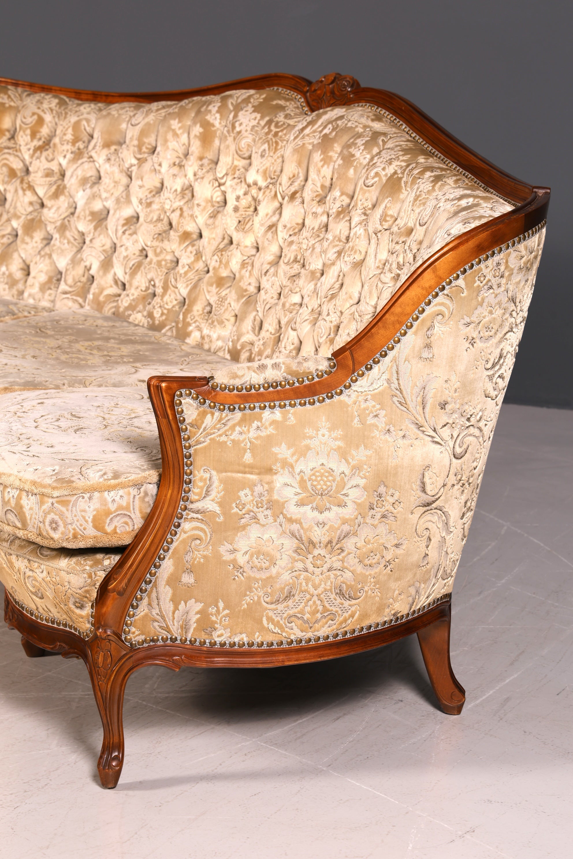 Wunderschönes Chippendale Sofa Barock Stil Couch Samt Stoff 3 Sitzer Canapé