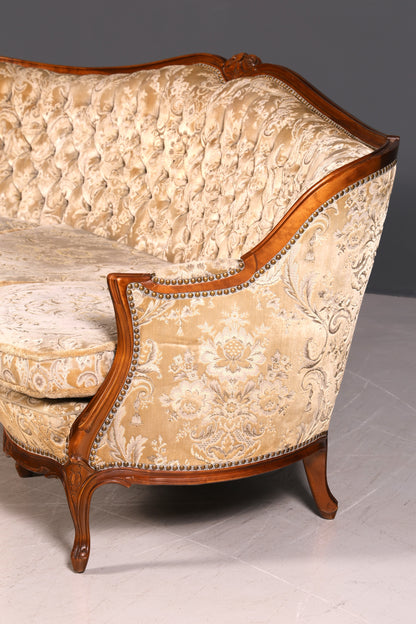 Wunderschönes Chippendale Sofa Barock Stil Couch Samt Stoff 3 Sitzer Canapé
