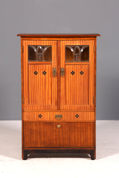 G776 Finish Traumhafte Jugendstil Vitrine Antike Holz Bücherschrank Eiche Antik Schrank Geschirrschrank (Kopie)