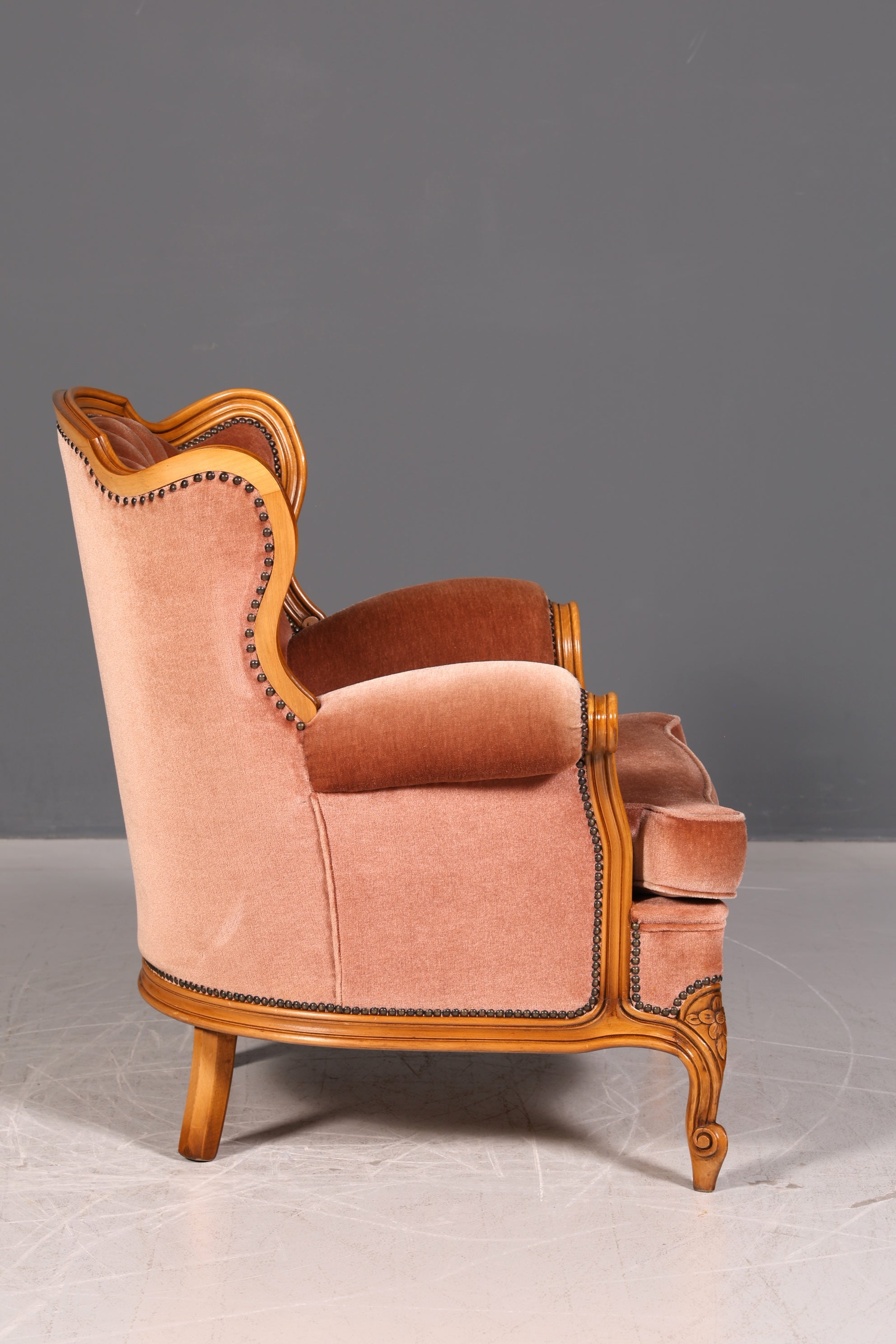 Edler Chippendale Armlehnsessel Barock Stil Samt Stoff Sessel Armchair Rococo Antik 4 von 4