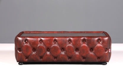 Traumhafter Chesterfield Tisch Englischer Couchtisch echt Leder Englisch Oxblood Lounge Table