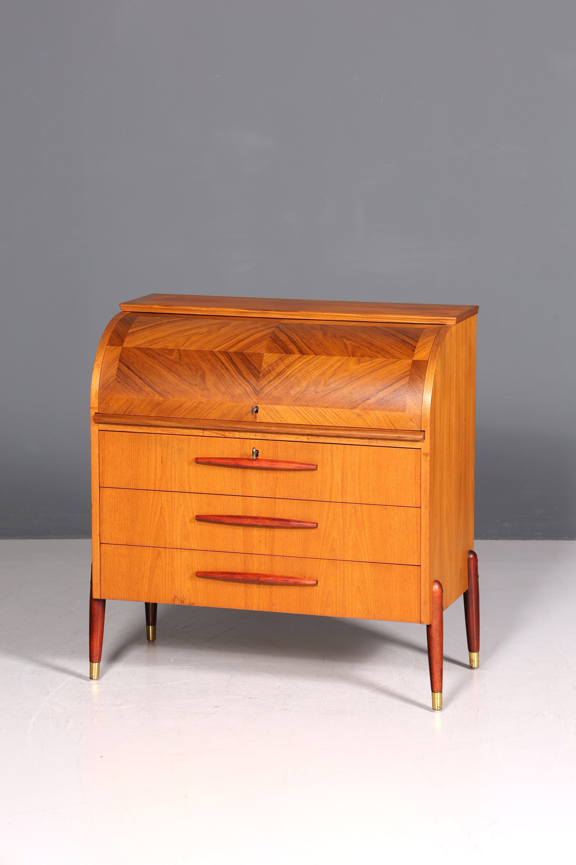 Schlichter Mid Century Rollladen Sekretär von Bröderna Gustafssons Büro Schrank Schreibkommode 60s Schreibmöbel