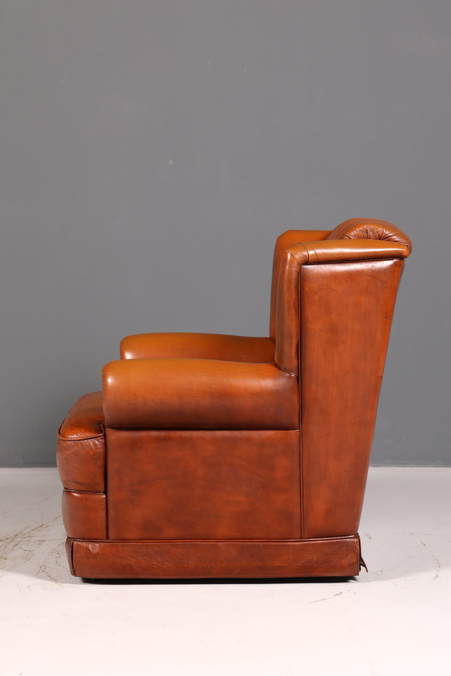 Stilvoller Original Chesterfield Sessel Englischer Armlehnsessel Cognac Echt Leder Herrensessel 1 von 2