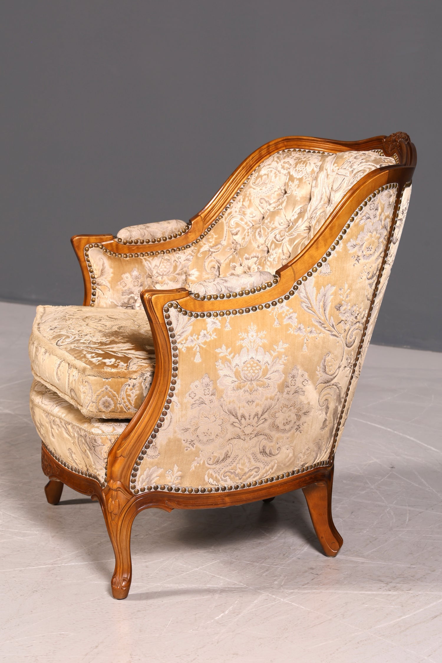 Wunderschöner Chippendale Armlehnsessel Barock Stil Sessel Armchair Samt Stoff Sessel 1 von 2
