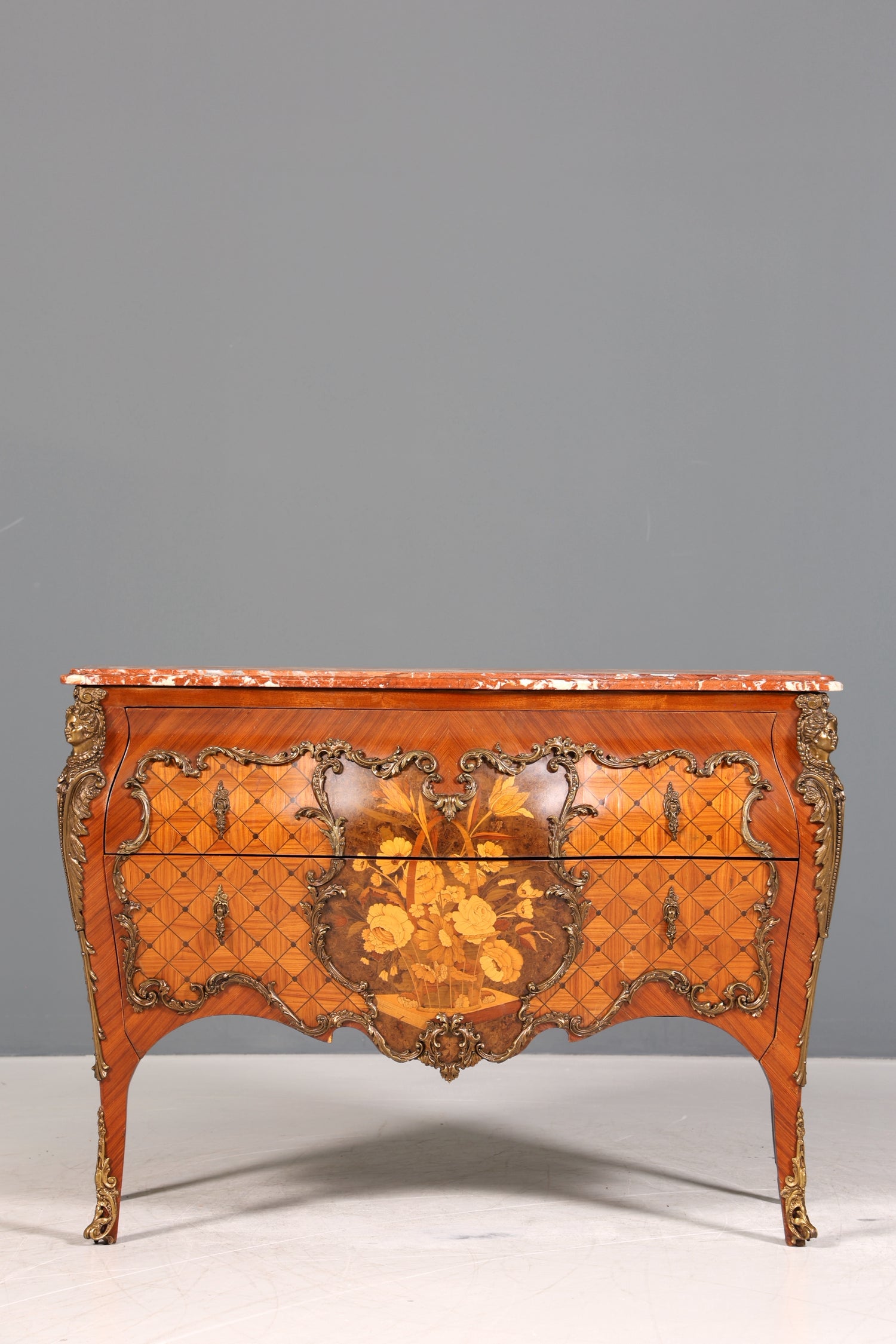 Wunderschöne Barock Kommode massiv Holz Sideboard Antik Marmor Schubladenkommode