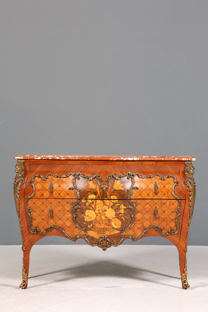 Wunderschöne Barock Kommode massiv Holz Sideboard Antik Marmor Schubladenkommode